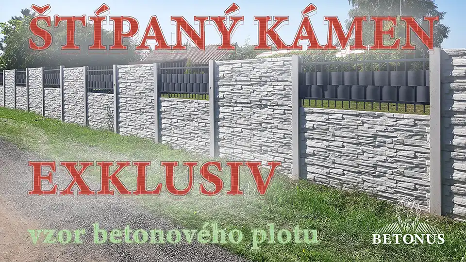 Betonové ploty - vzor Štípané dřevo - BETONUS s.r.o.