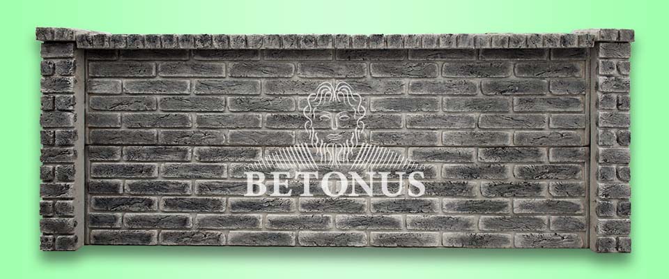 Betonový plot Cihla šedá s tmavou patinou - BETONUS s.r.o.